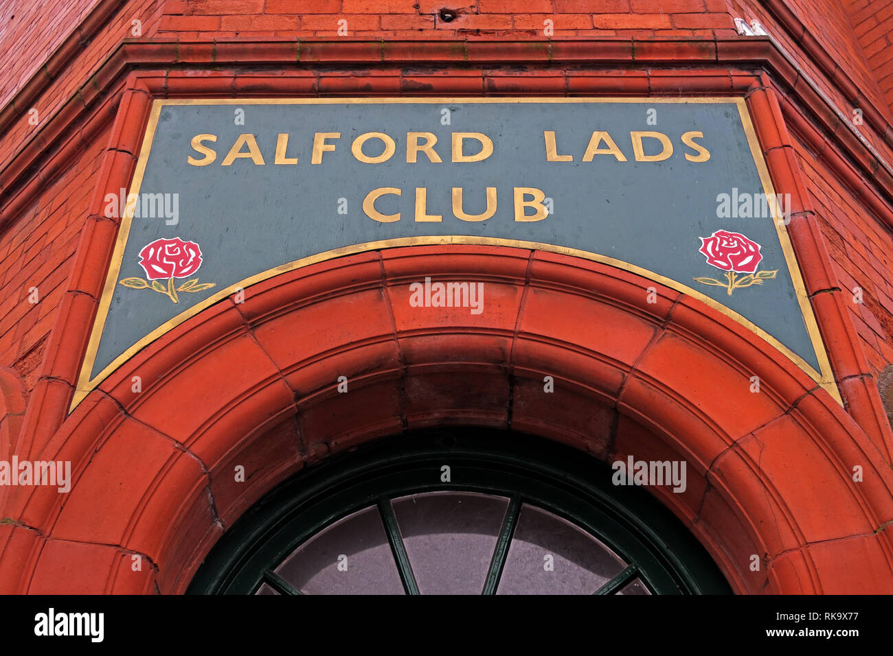 Salford Lads club porte, compris dans l'album de Smiths, la reine est morte, Saint Ignace à pied, Salford, dans le Lancashire, au nord ouest de l'Angleterre, UK,M5 3RX Banque D'Images