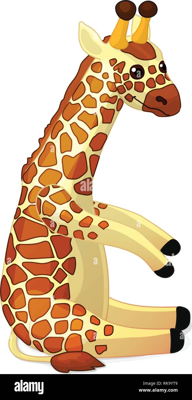 Vector cartoon animal assis clipart cute giraffe Illustration de Vecteur