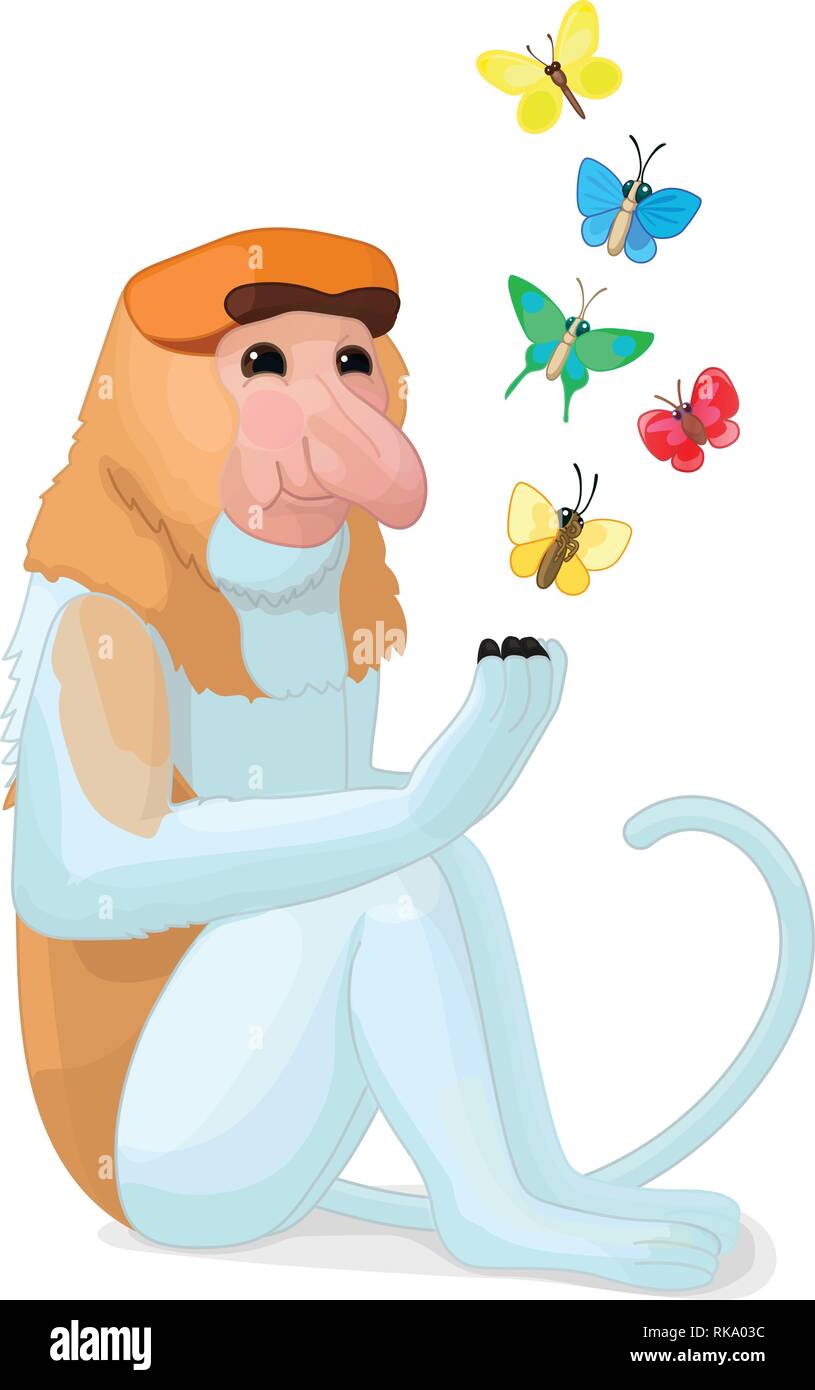 Vector cartoon animal clipart : proboscis monkey Illustration de Vecteur