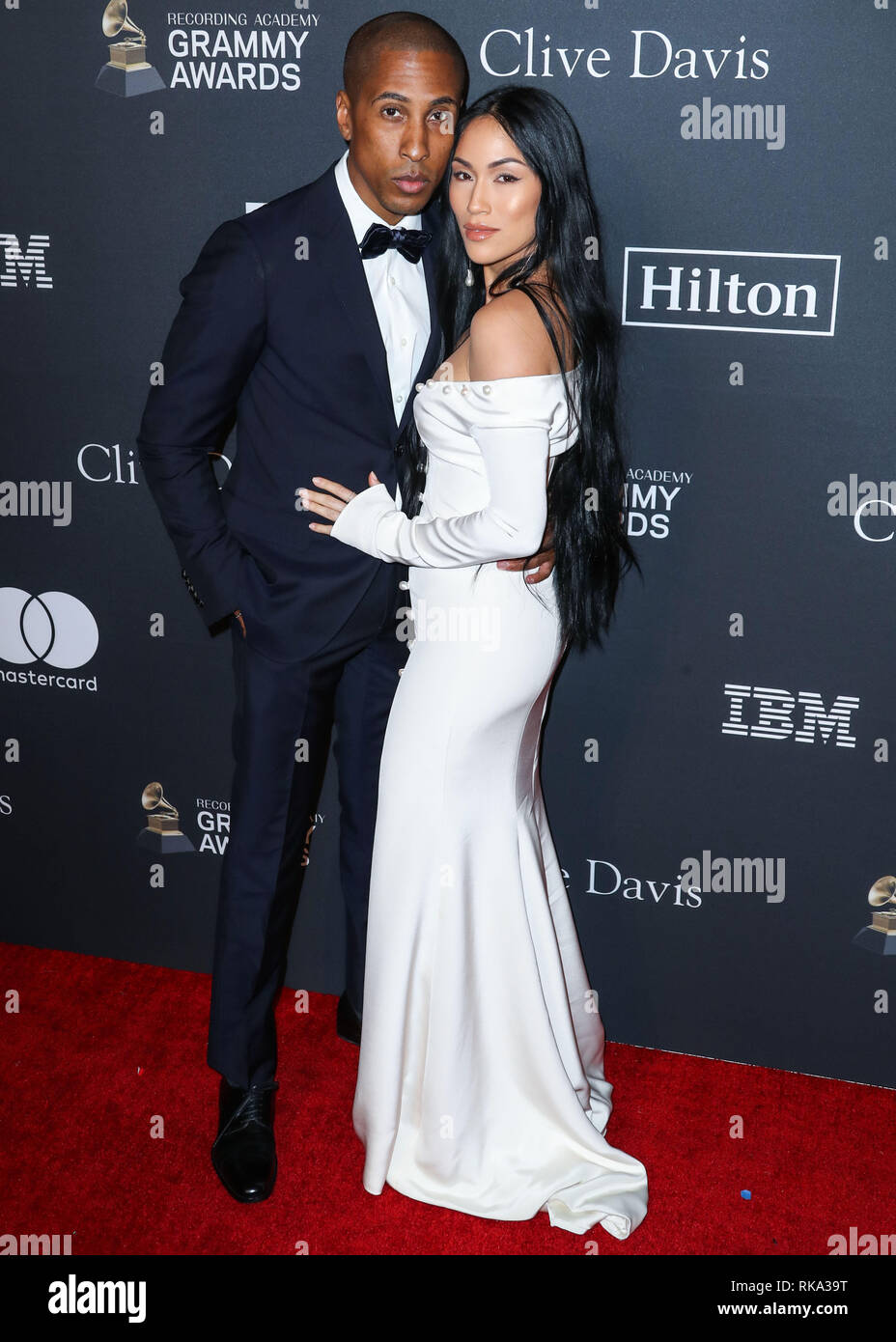 Californie, USA. 9 Feb 2019. Larry Jackson et Stephanie Shepherd arrivent à l'Académie de l'enregistrement et Clive Davis' 2019 pre-GRAMMY gala tenu à l'hôtel Beverly Hilton le 9 février 2019 à Beverly Hills, Los Angeles, Californie, États-Unis. (Photo par Xavier Collin/Image Crédit : Agence de Presse) L'agence de presse Image/Alamy Live News Banque D'Images