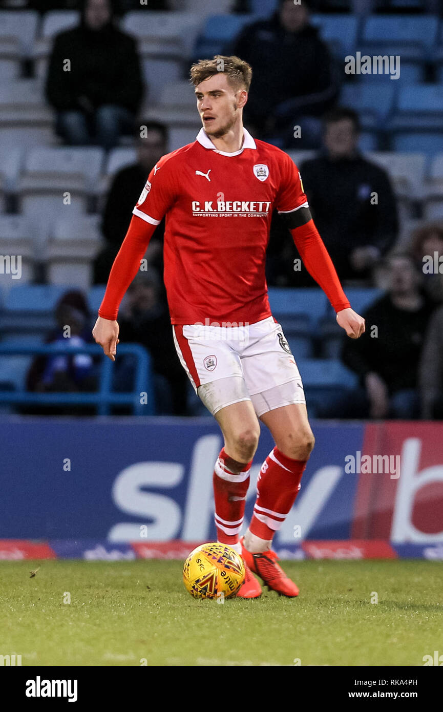 Gillingham, UK. 9 Feb 2019. Liam Lindsay de Barnsley en action au cours de l'EFL Sky Bet League 1 match entre Vevey et Barnsley au stade Ta1 1NF Taunton MEMS, Gillingham, Angleterre le 9 février 2019. Photo de Ken d'Étincelles. Usage éditorial uniquement, licence requise pour un usage commercial. Aucune utilisation de pari, de jeux ou d'un seul club/ligue/dvd publications. Credit : UK Sports Photos Ltd/Alamy Live News Banque D'Images