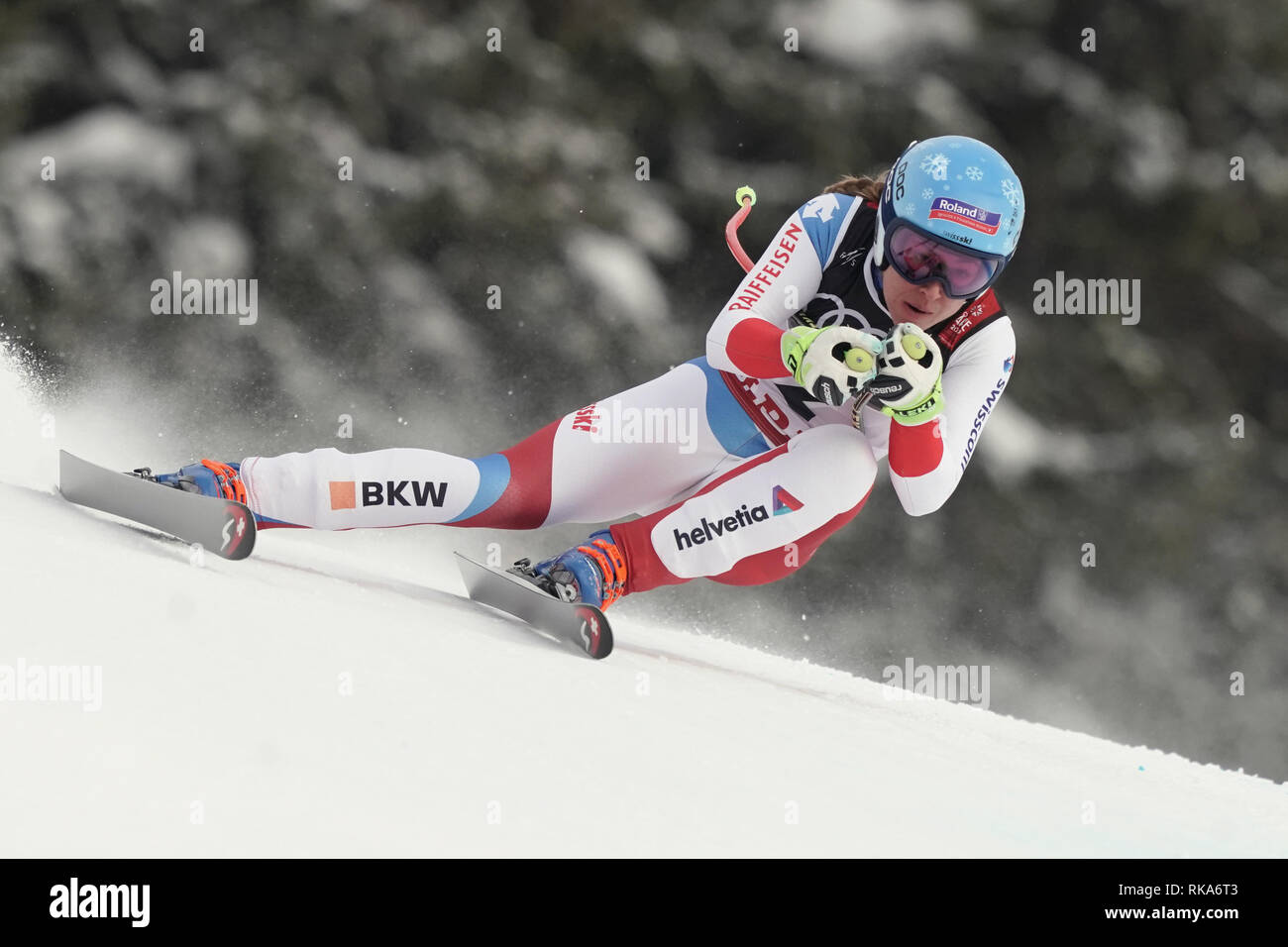 Sont, en Suède. 10 fév, 2019. Championnat du monde de ski alpin, de fond, ski, mesdames : Jasmine Flury à partir de la Suisse sur l'hippodrome. Crédit : Michael Kappeler/dpa/Alamy Live News Banque D'Images