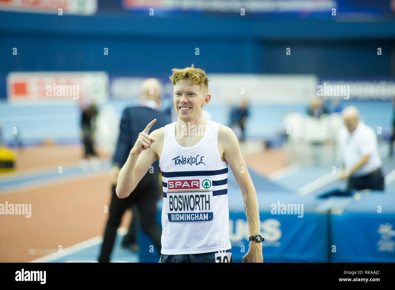 Birmingham, UK.10 Février, 2019, 5000 MÈTRES À PIED - Hommes - Final Tom BOSWORTH, Spar en athlétisme en salle de Birmingham, en Angleterre. Crédit : Paul/Saripo Alamy Live News Banque D'Images