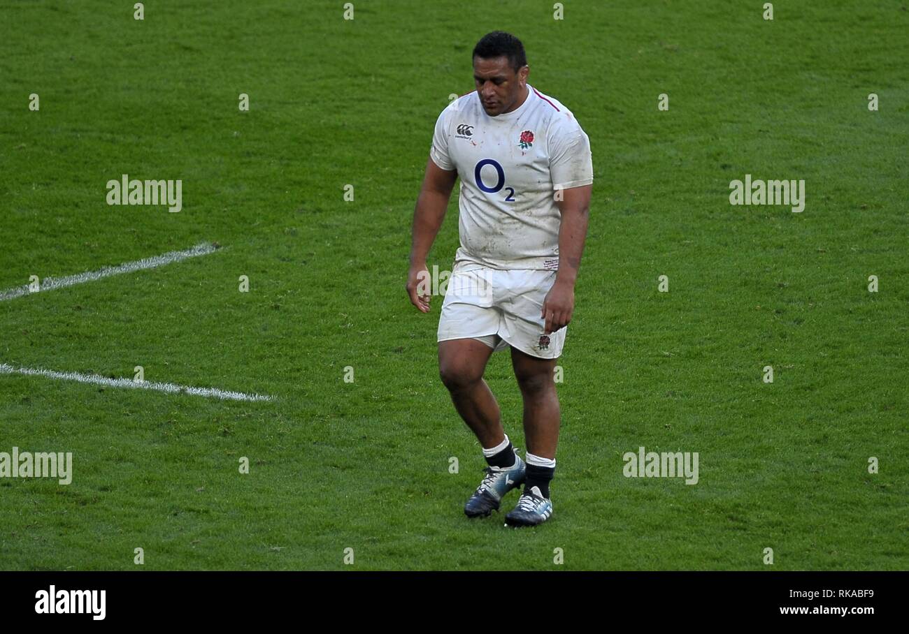 Londres, Royaume-Uni. 10 fév 2019. Londres, Royaume-Uni. 10 fév 2019.Mako Vunipola (Angleterre) quitte le terrain. England V France. Six nations rugby Guinness. Le stade de Twickenham. Londres. UK. 10/02/2019. Credit : Sport en images/Alamy Live News Banque D'Images