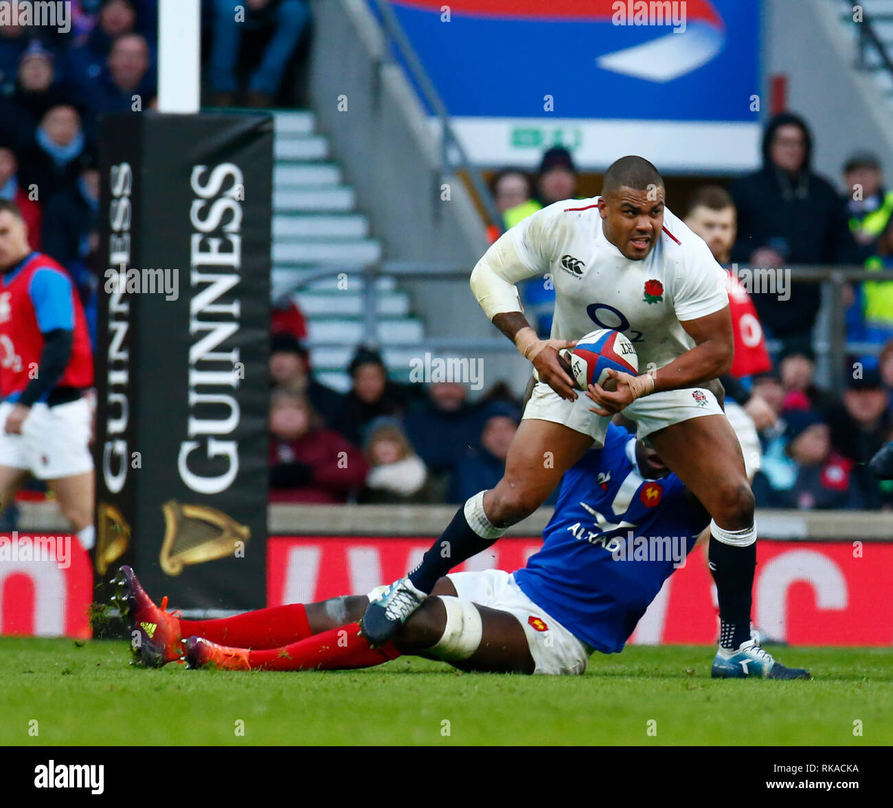 Londres, Angleterre, 10 février Kyle Sinckler d'Angleterre durant le Guiness 6 Nations match de rugby entre l'Angleterre et la France à Twickenham l'Stadiumo n Février 10th, à Twickenham en Angleterre. Banque D'Images