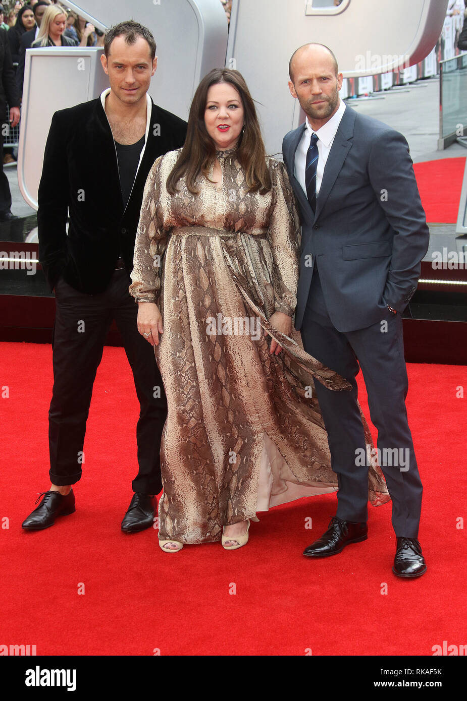 Londres, Angleterre, Royaume-Uni - MAI 27 - Jude Law, Melissa McCarthy et Jason Statham assister à 'Spy' première Européenne à l'Odeon Leicester Square le 27 mai, 2015 i Banque D'Images
