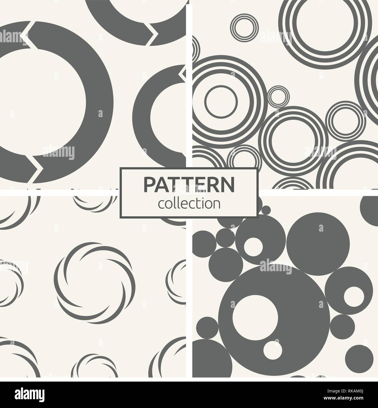 Ensemble de quatre modèles sans couture. Abstract vector mode géométrique. Textures moderne et élégant de répéter des cercles, des points, bulles. Illustration de Vecteur