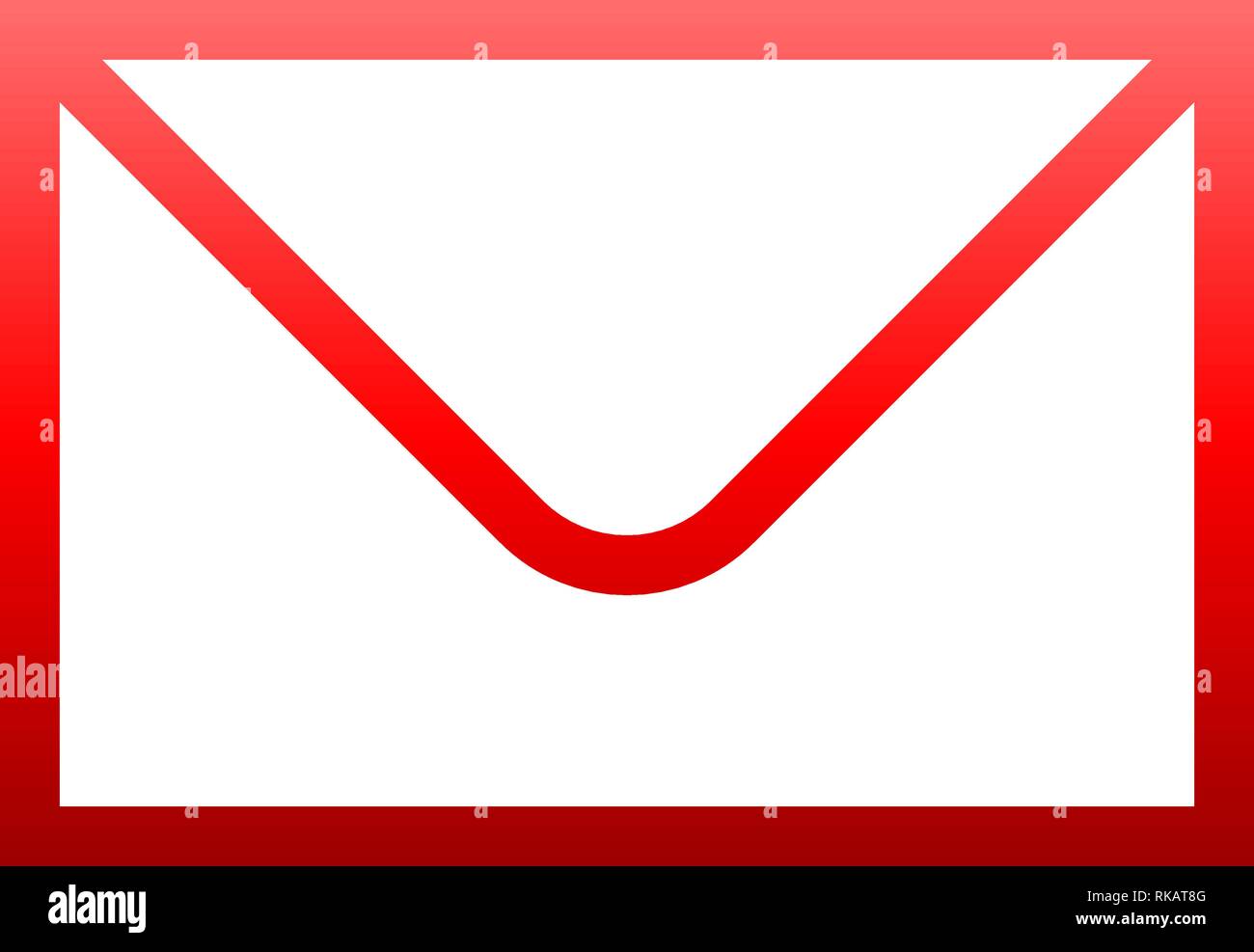 Mail - icône symbole dégradé rouge contours, isolé - vector ...
