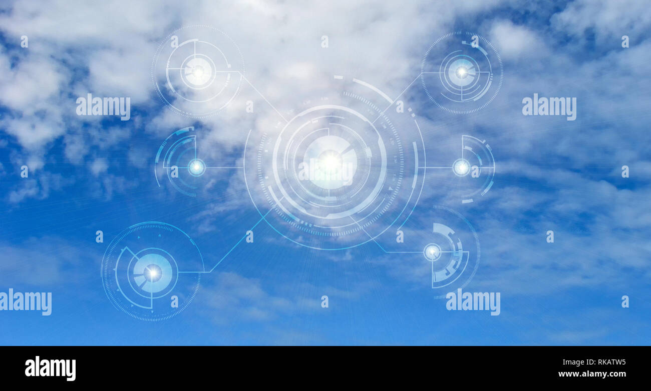Réseau Cloud computing concept. La protection des données. L'espace de cyber sécurité réseau Global concept. Connexion internet et des ordinateurs en toute sécurité Banque D'Images