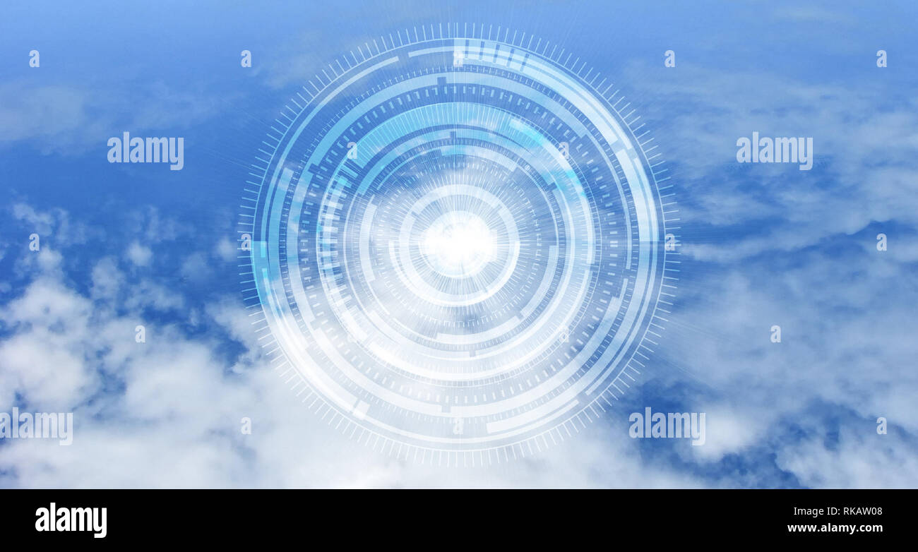 Réseau Cloud computing concept. La protection des données. L'espace de cyber sécurité réseau Global concept. Connexion internet et des ordinateurs en toute sécurité Banque D'Images