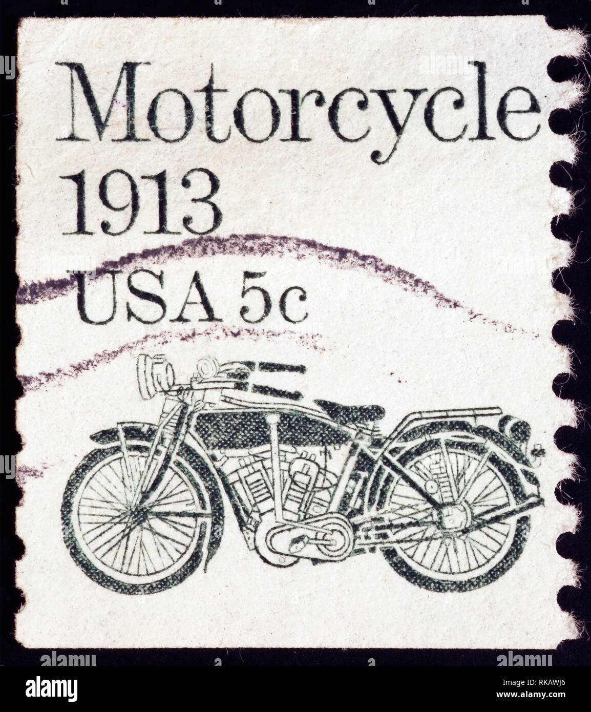 Vintage motorycle sur timbre américain Banque D'Images
