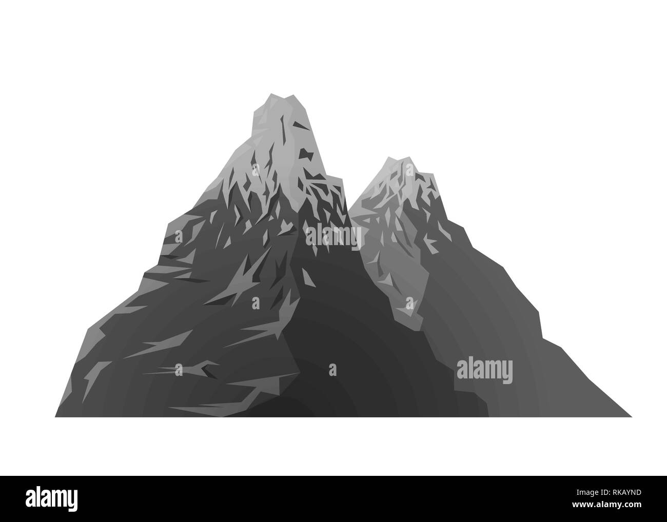 Le noir et blanc montagne enneigée retro silhouette isolated on white Illustration de Vecteur