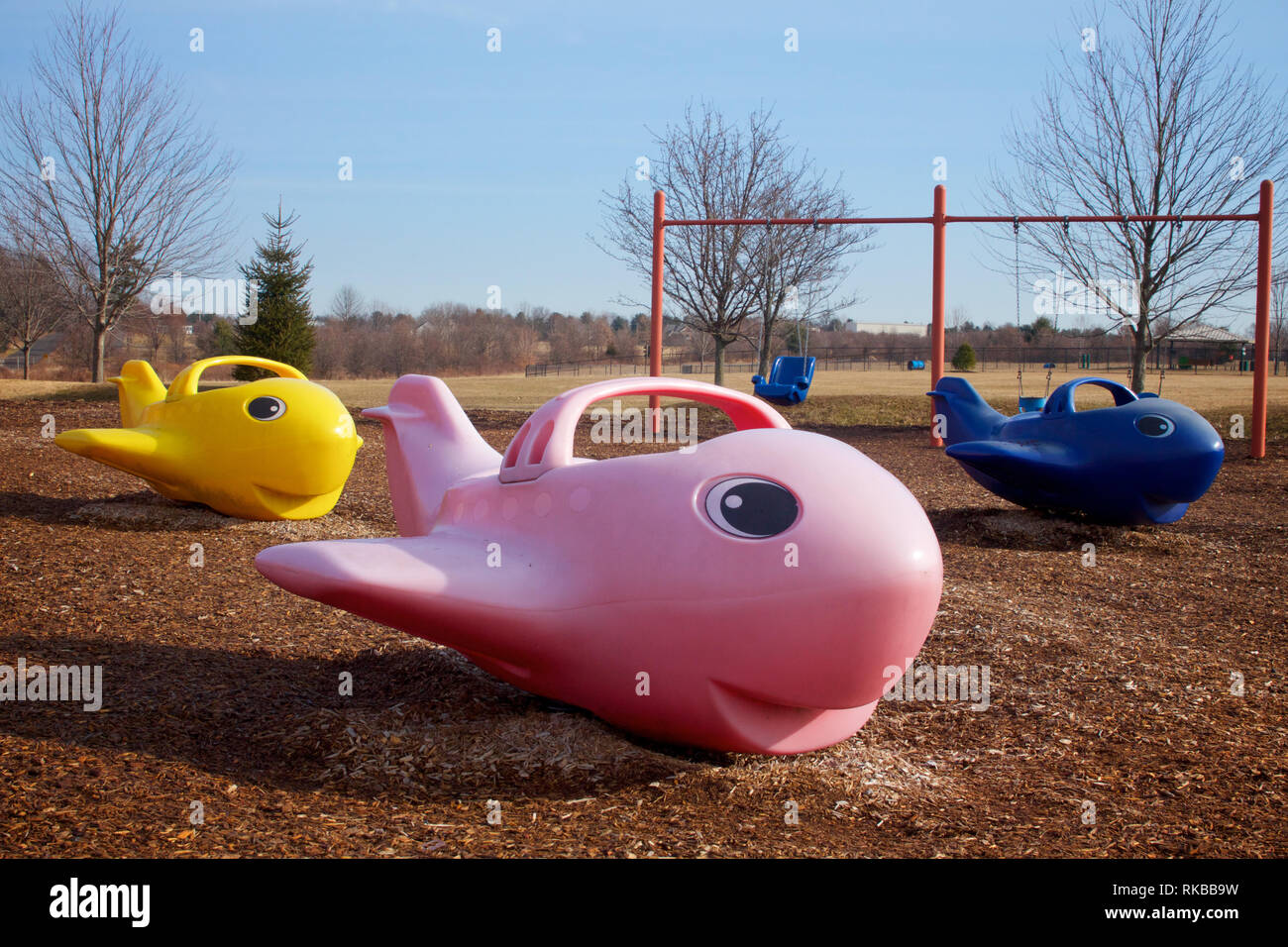 Warminster, New York / USA - 6 Février 2019 : un parc communautaire occupe l'emplacement de l'ancien Naval Air Warfare Center Warminster base militaire. Banque D'Images