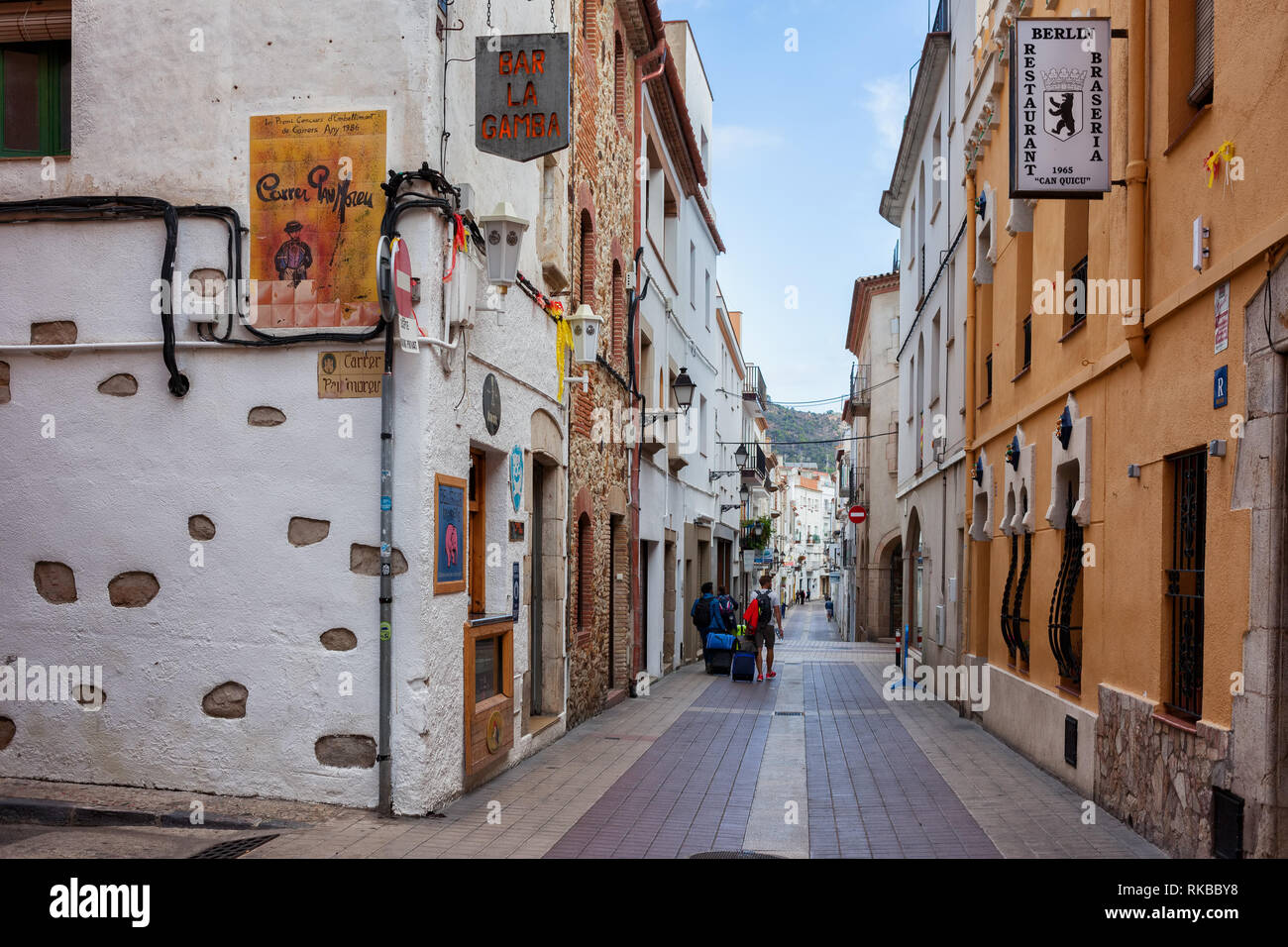 Ruelle de la ville de Tossa de Mar en Catalogne, Espagne Banque D'Images