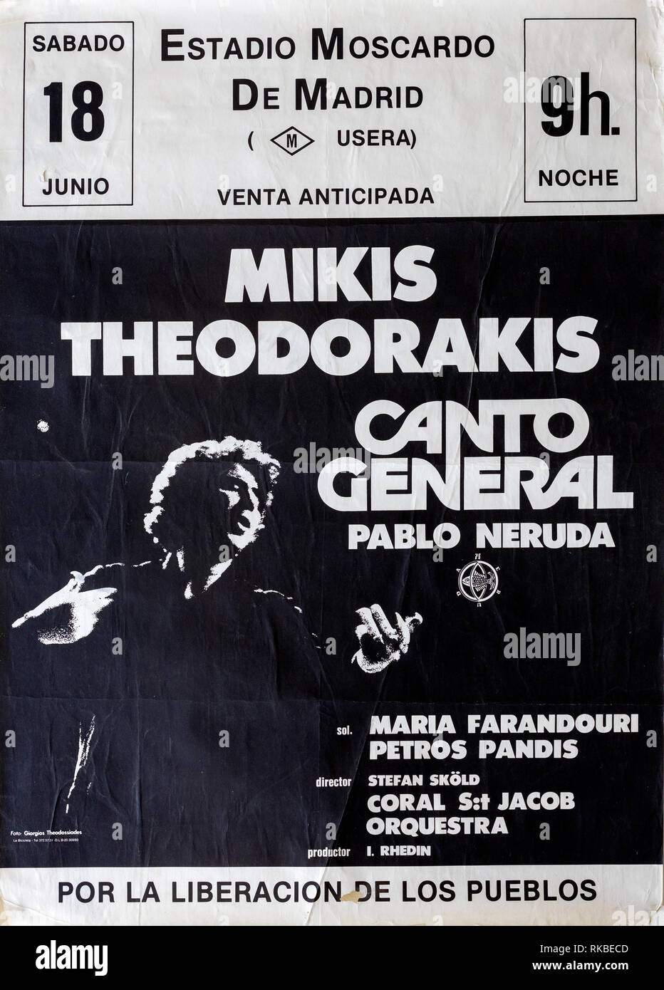 Mikis Theodorakis, Canto General, Madrid 1983, concert de musique ancienne Banque D'Images