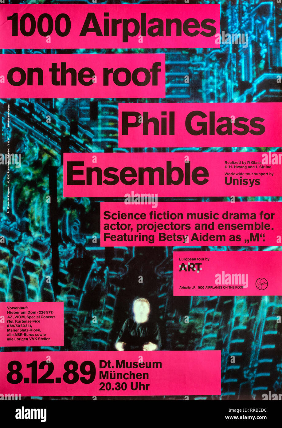 1000 Les avions sur le toit, Phil Glass Ensemble, Munich 1989, concert de musique ancienne Banque D'Images