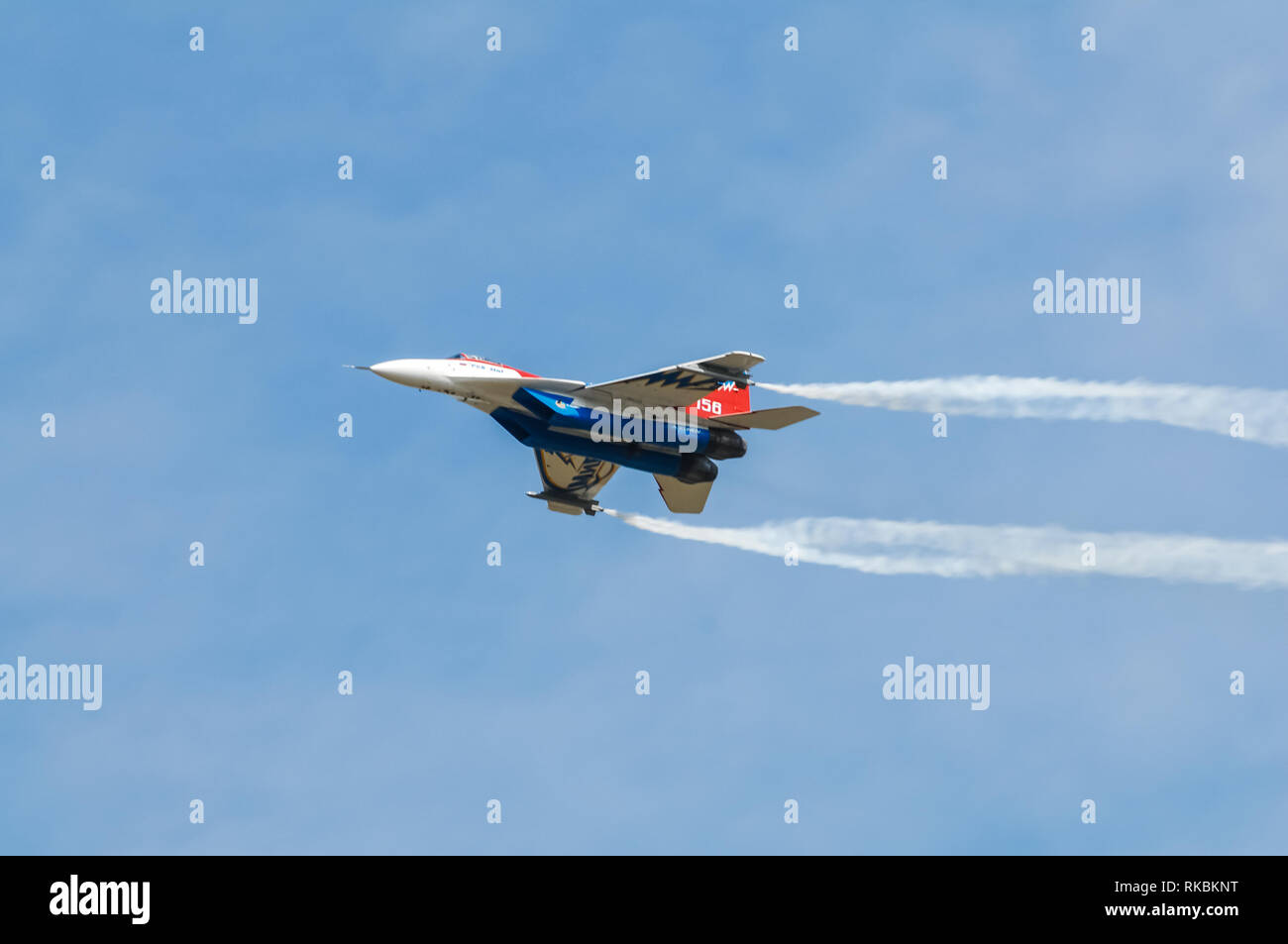 Moscou, Russie - 23 Février 2010 : Avion intercepteur MIG au meeting aérien. L'aéronautique à l'aéroport près de Moscou en l'honneur du Défenseur de la patrie Jour Banque D'Images