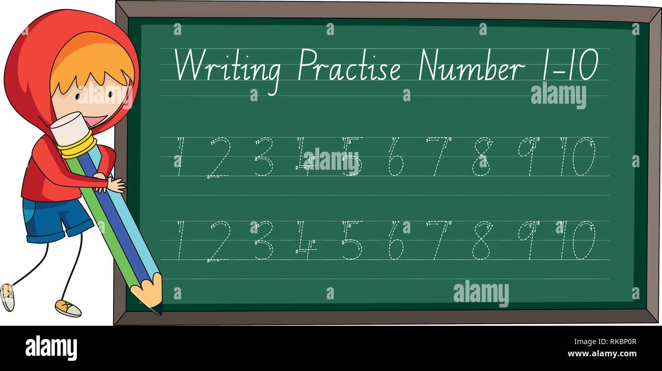 Écrire la pratique nombre d'illustration 10 Illustration de Vecteur