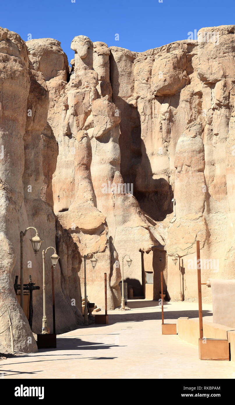 Le Al Qara grottes dans la province orientale de l'Arabie Saoudite Banque D'Images