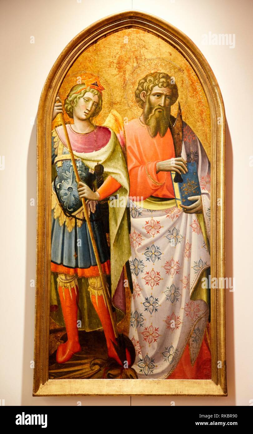 Saint Michel et Saint Barthélemy, Giovanni di Marco, Musée des beaux-Arts, Musée des Beaux-Arts, Dijon, Côte d'Or, Bourgogne, Bourgogne, France, Banque D'Images