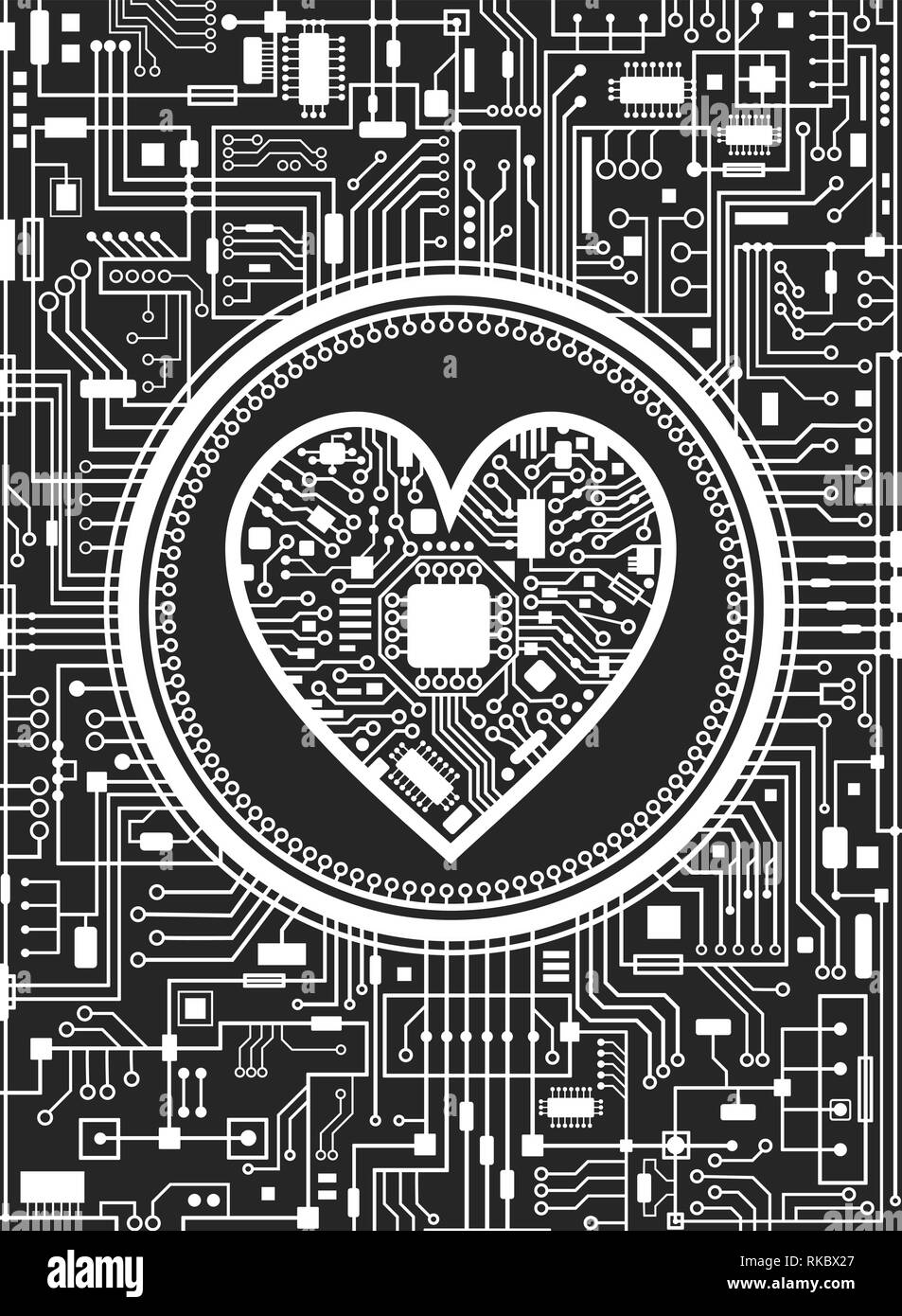 Valentines Day fond noir et blanc avec coeur Illustration de Vecteur