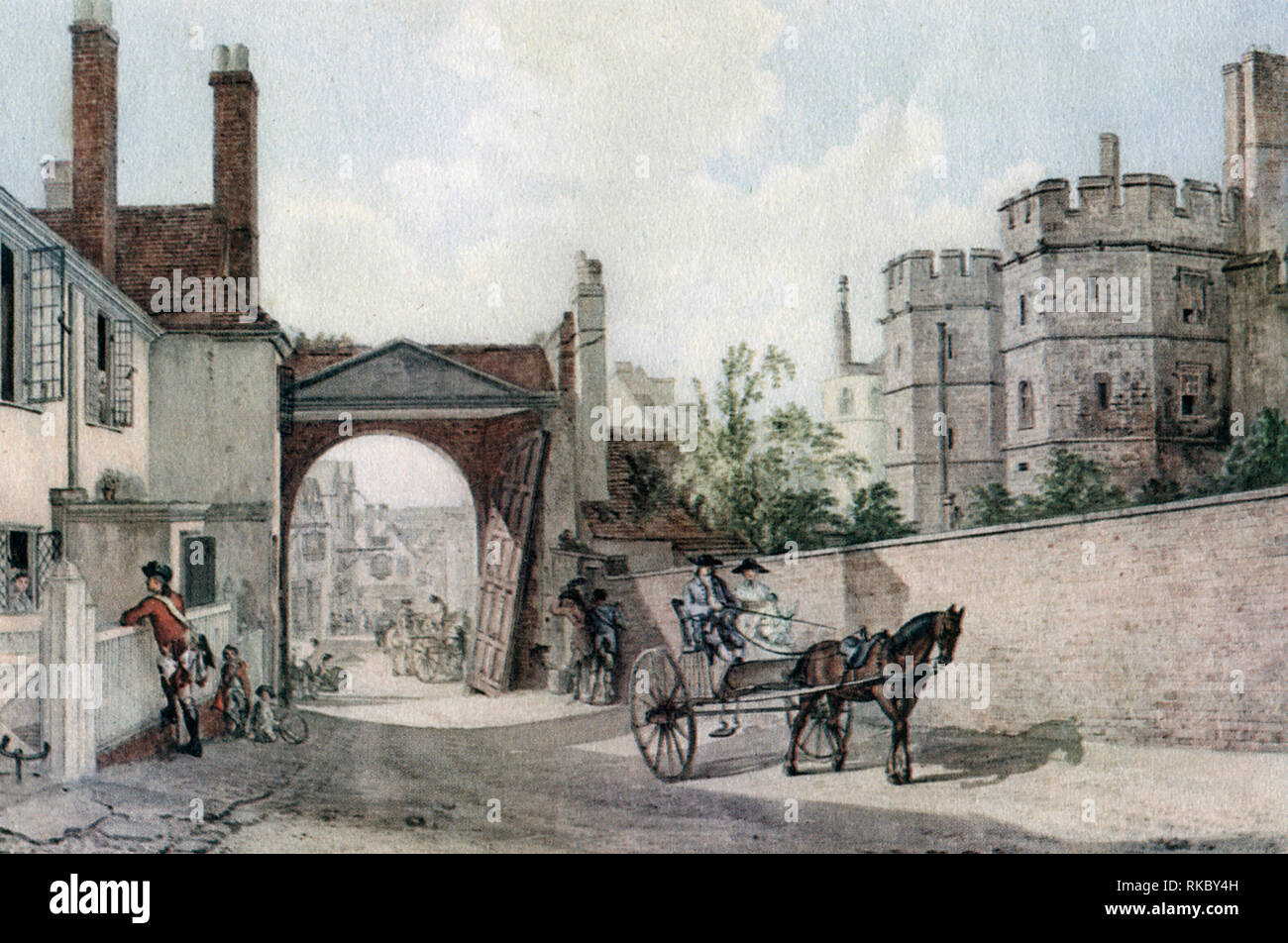 Une scène à Windsor. La porte de la reine Elizabeth, château de Windsor, c1780. Par Paul Sandby (1731-1809). Porte de la reine Elizabeth sur Castle Hill, Windsor. Banque D'Images