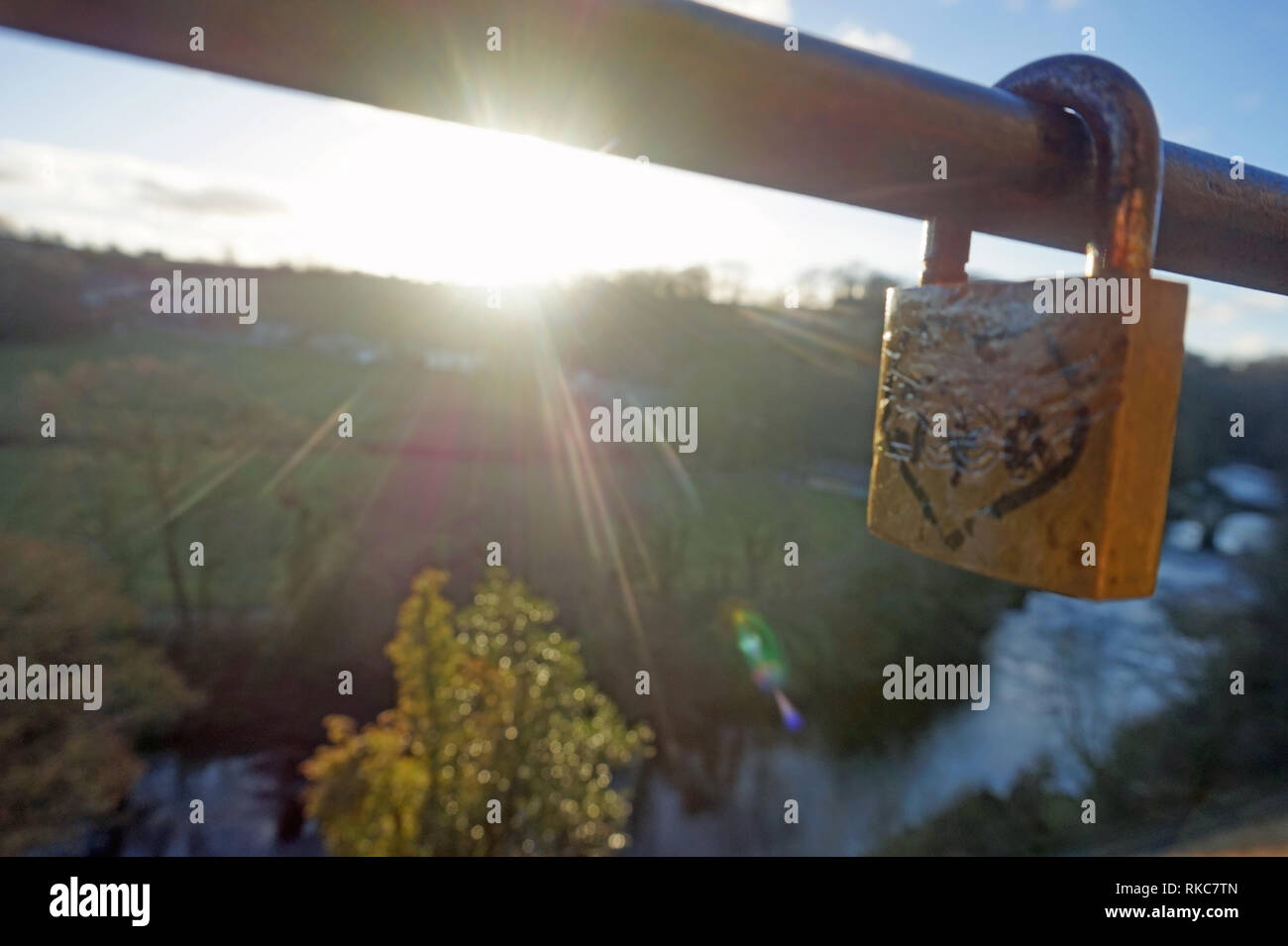 Love Lock à Richmond, North Yorkshire, Angleterre Banque D'Images