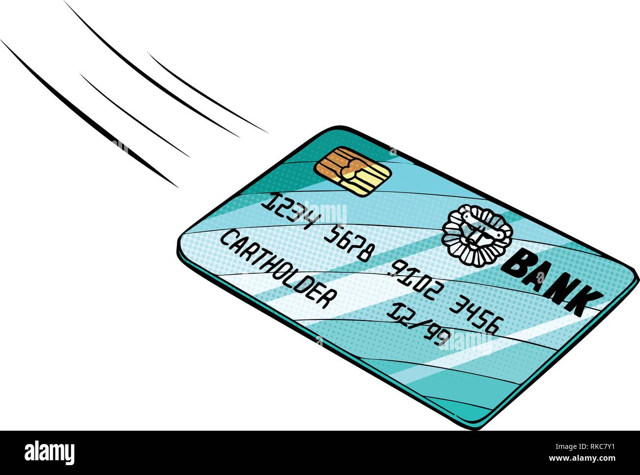 Carte bancaire de crédit et de débit, les mouches. isoler sur fond blanc. Comic cartoon retro pop art dessin illustration vectorielle Illustration de Vecteur