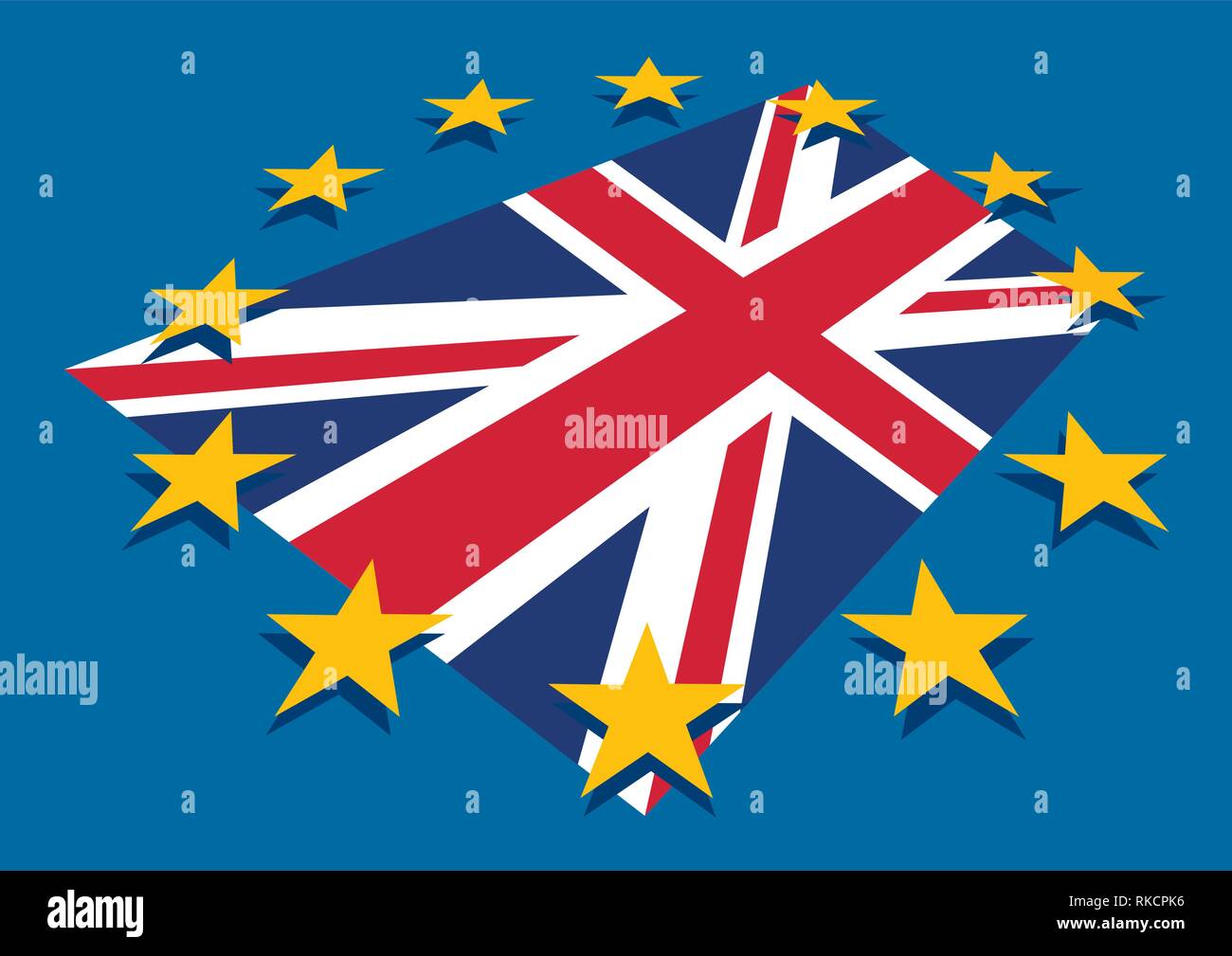 Brexit de l'Union européenne drapeau bleu de l'UE avec des étoiles et la Grande-Bretagne Angleterre drapeau quitter concept design graphique Illustration de Vecteur
