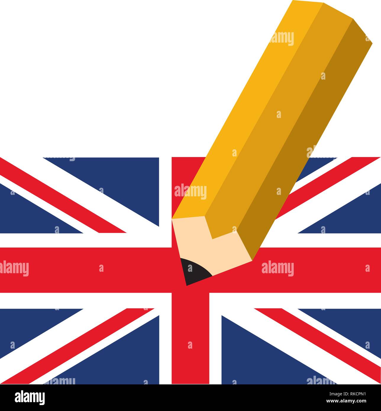 Royaume-uni (UK). Crayon avec British Union Jack flag. Royaume-uni vote. Isolé sur fond blanc Illustration de Vecteur