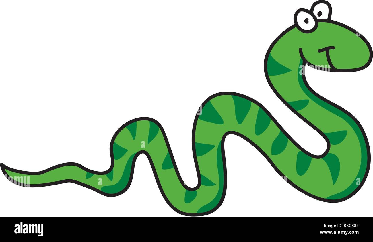 Funny Cute cartoon vector serpent. Reptile isolé sur fond blanc - vector illustration Illustration de Vecteur
