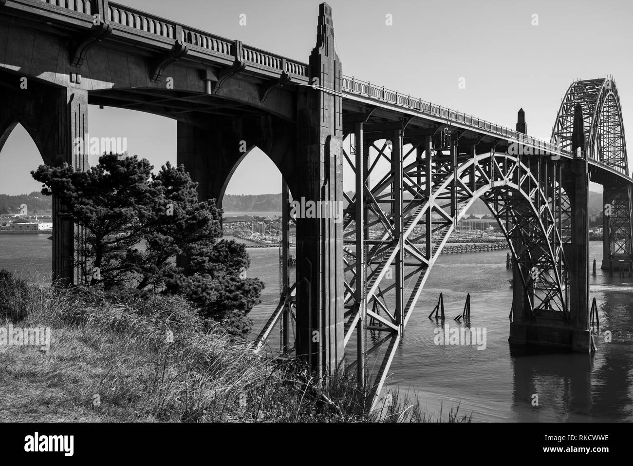 Yaquina Bay Bridge, Newport Oregon Banque D'Images