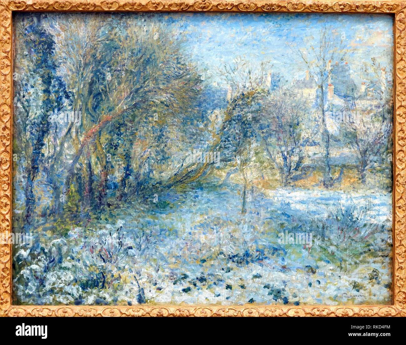 '''Snowy Paysage'', 1875, par Pierre-Auguste Renoir, Musée de l'Orangerie, jardin des Tuileries, Paris, France Banque D'Images