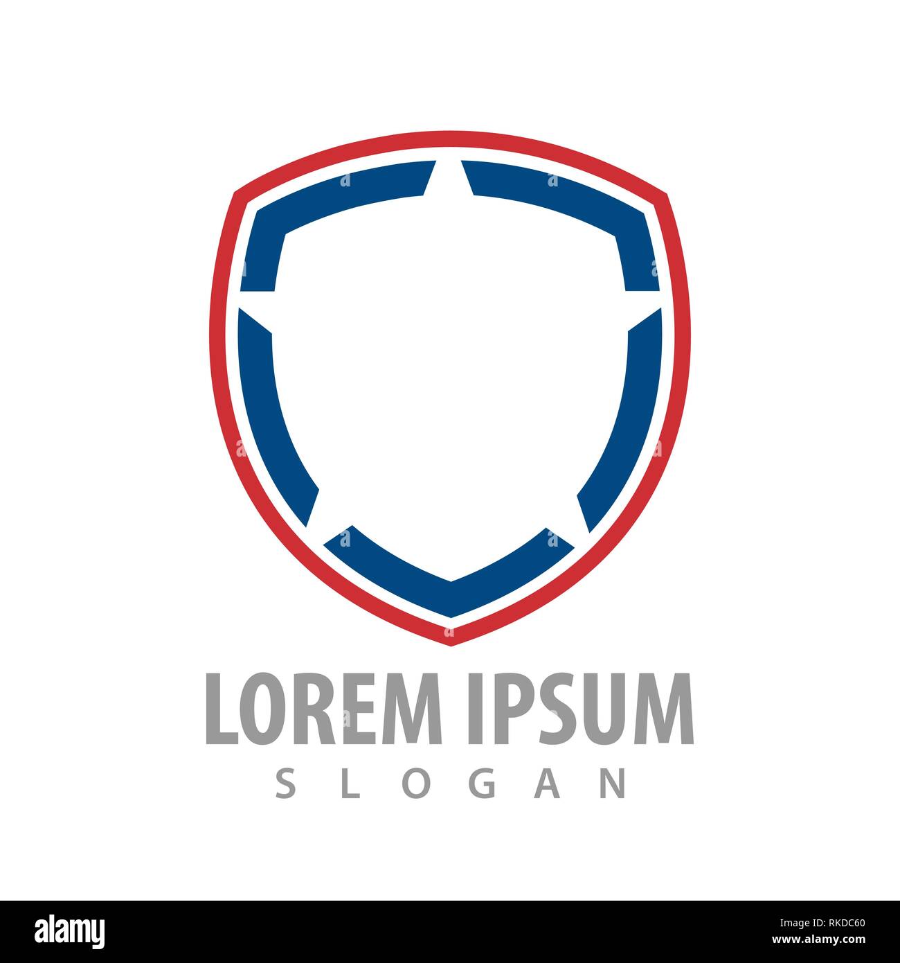 Ligne du Bouclier bleu rouge concept logo design. L'élément de modèle graphique symbole Illustration de Vecteur