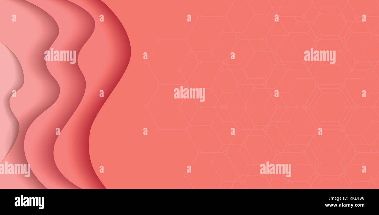 Creative ondulées image vectorielle avec élément de conception hexagonale en corail vivant couleur tendance. Illustration de Vecteur