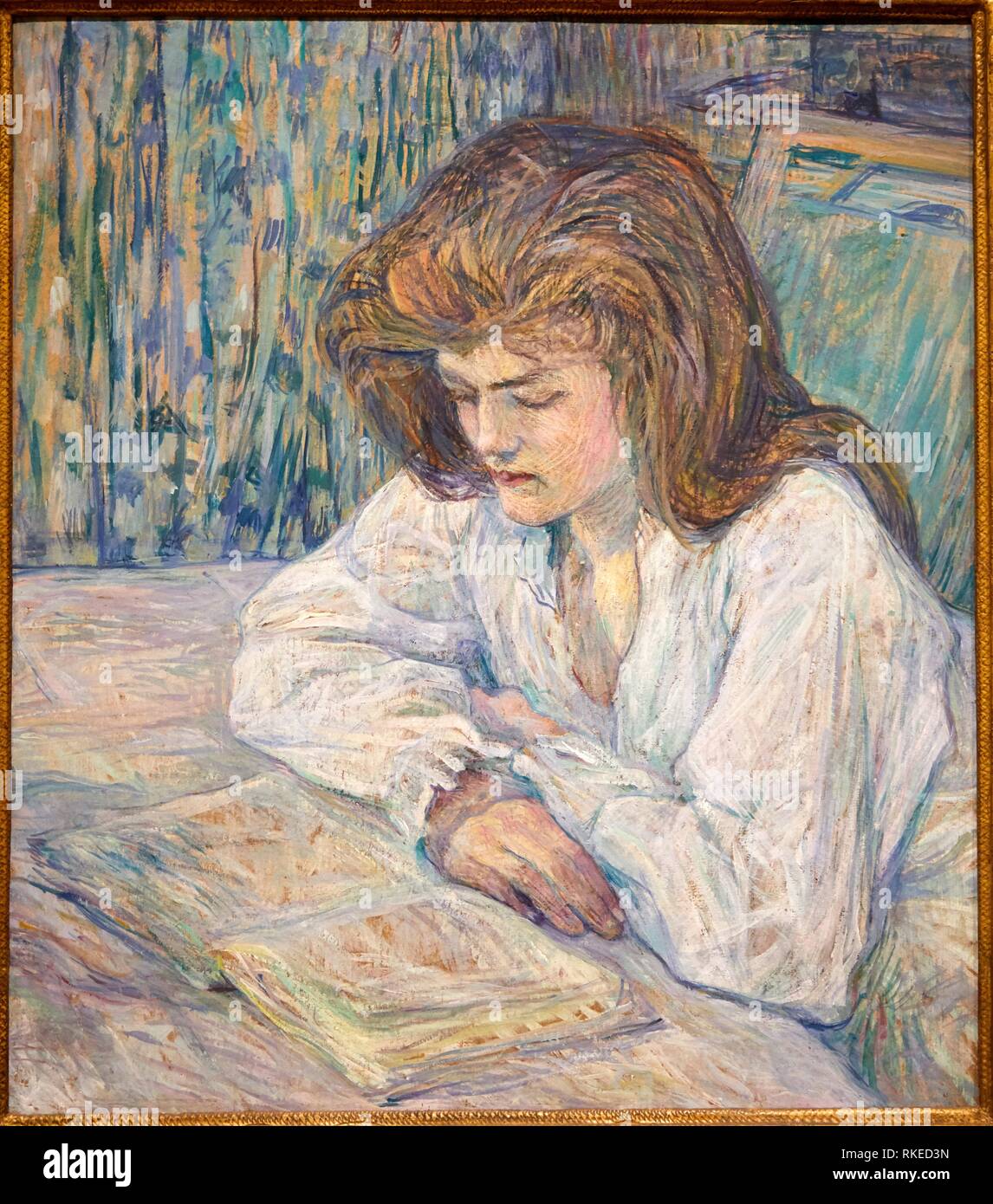 Henri de Toulouse-Lautrec, la Liseuse, Jeune fille lisant, 1889, Alicia Koplowitz Collection, Museo de Bellas Artes, Musée des Beaux-Arts, Bilbao, Banque D'Images