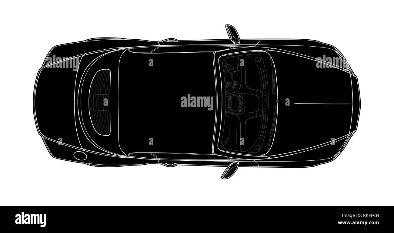 Voiture en vue de dessus. Modèle plat auto. Illustration de Vecteur