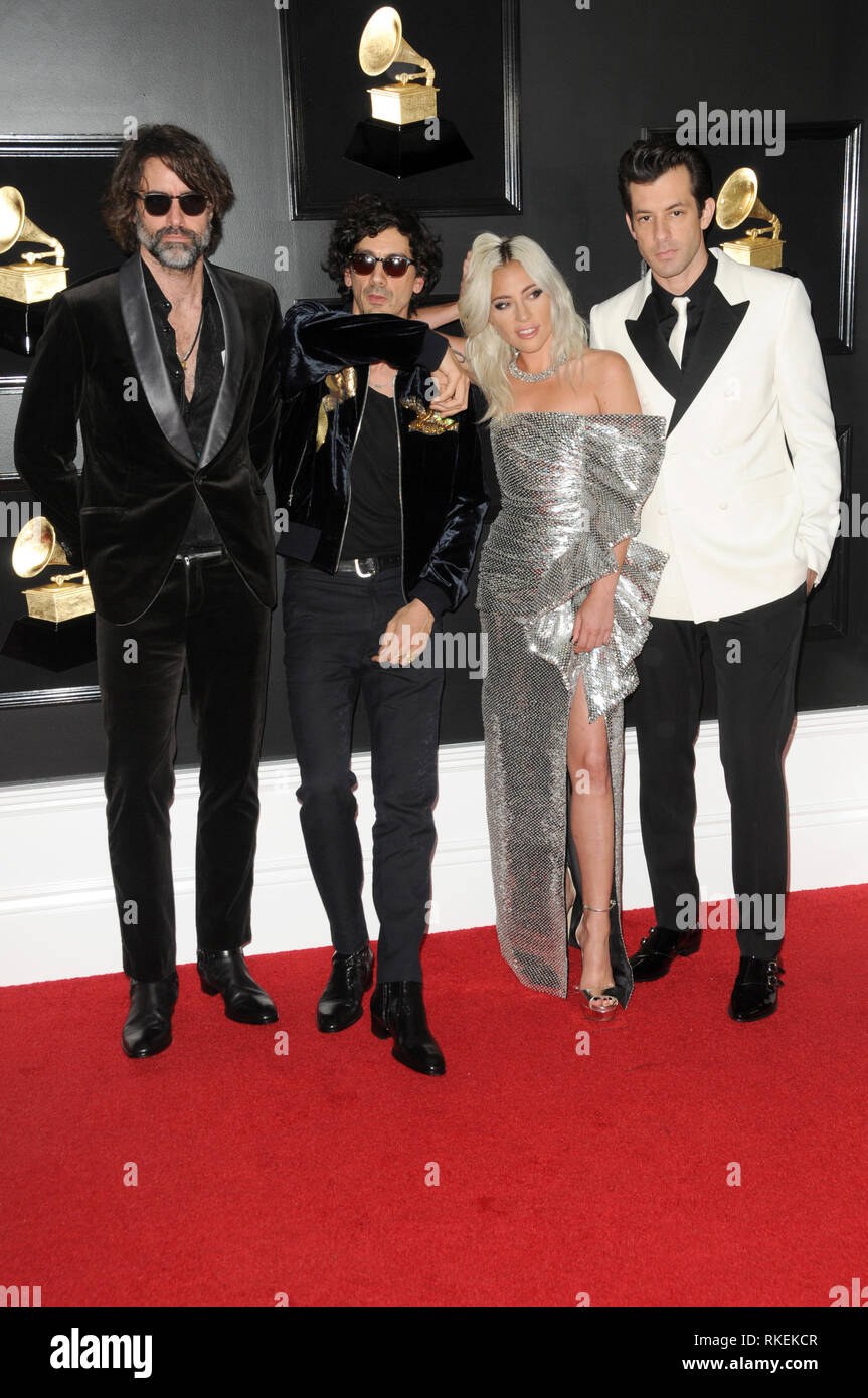 Los Angeles, CA, USA. 10 fév, 2019. LOS ANGELES - jan 10 : Anthony Rossomando, Lady Gaga, Andrew Wyatt, Mark Ronson à la 61e cérémonie des Grammy Awards au Staples Center le 10 février 2019 à Los Angeles, CA : Crédit ZUMA Press, Inc./Alamy Live News Banque D'Images