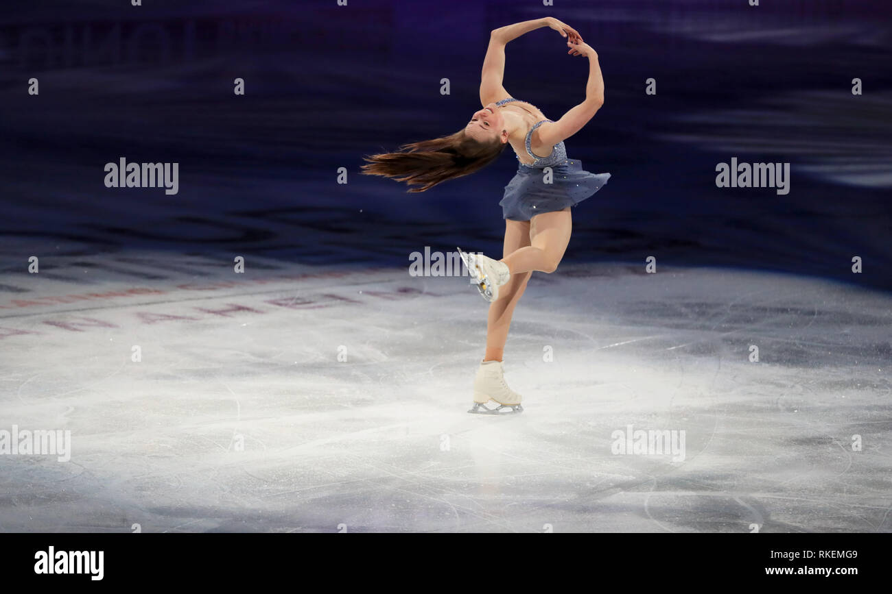 Anaheim, États-Unis. 10 fév, 2019. Bell Mariah des États-Unis effectue au gala exposition de l'ISU Four Continents Figure Skating Championship à Anaheim, États-Unis, 10 février 2019. Crédit : Li Ying/Xinhua/Alamy Live News Banque D'Images