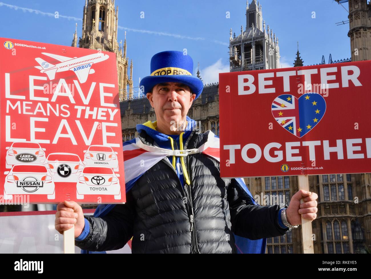 Londres, Royaume-Uni. 11 février 2019. Steve Bray. Manifestation anti-Brexit, chambres du Parlement, Westminster, Londres. Crédit au Royaume-Uni : michael melia/Alay Live News Banque D'Images