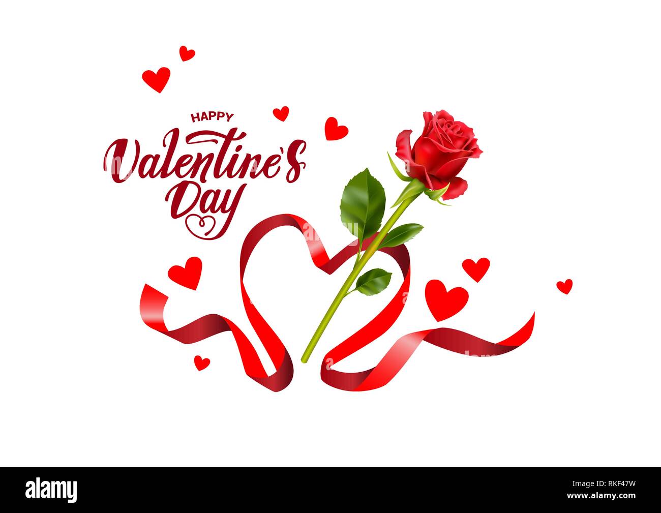 Valentines Day vector background. Happy valentines day Greeting card avec roses, coeurs éléments de forme et ruban. Vector illustration. Illustration de Vecteur