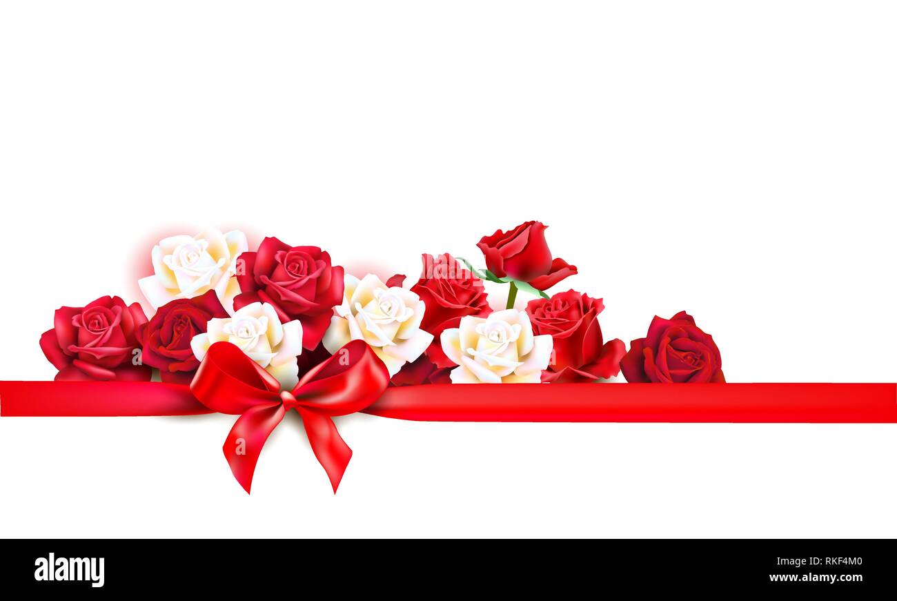 Maison de vacances fond vecteur. Happy valentines day Greeting card avec des roses et ruban. Vector illustration. Illustration de Vecteur