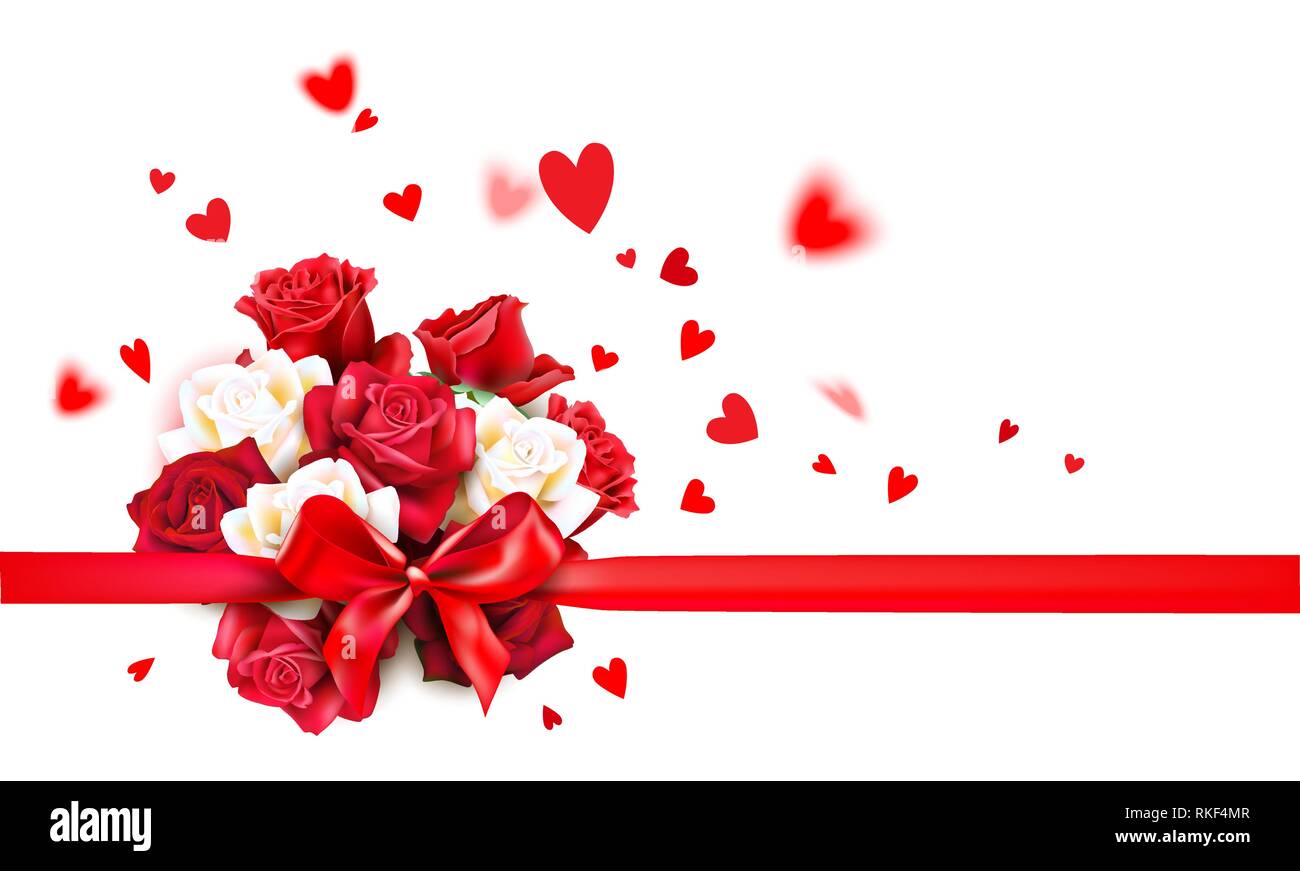Valentines Day vector background. Happy valentines day carte postale avec des coeurs roses, des éléments de forme et ruban. Vector illustration. Illustration de Vecteur