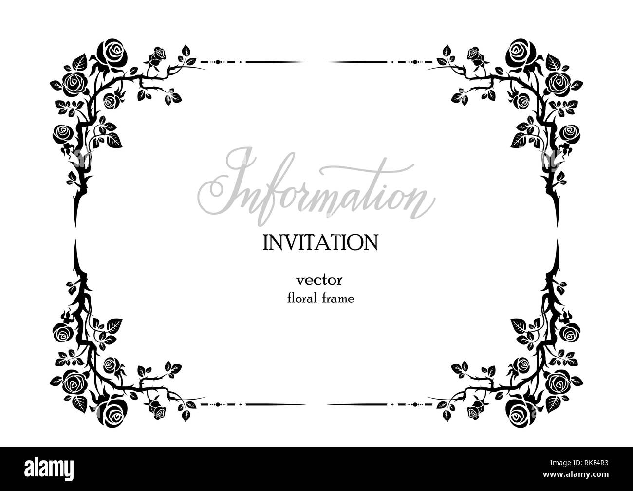 Élégant noir de roses pour la conception de mariage, anniversaire, fête, anniversaire. Pour l'invitation, billet, dépliant, bannière, affiche et tattoo Illustration de Vecteur