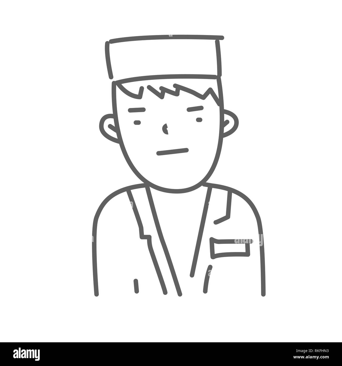 Médecin sérieux. Doodle vector illustration Illustration de Vecteur