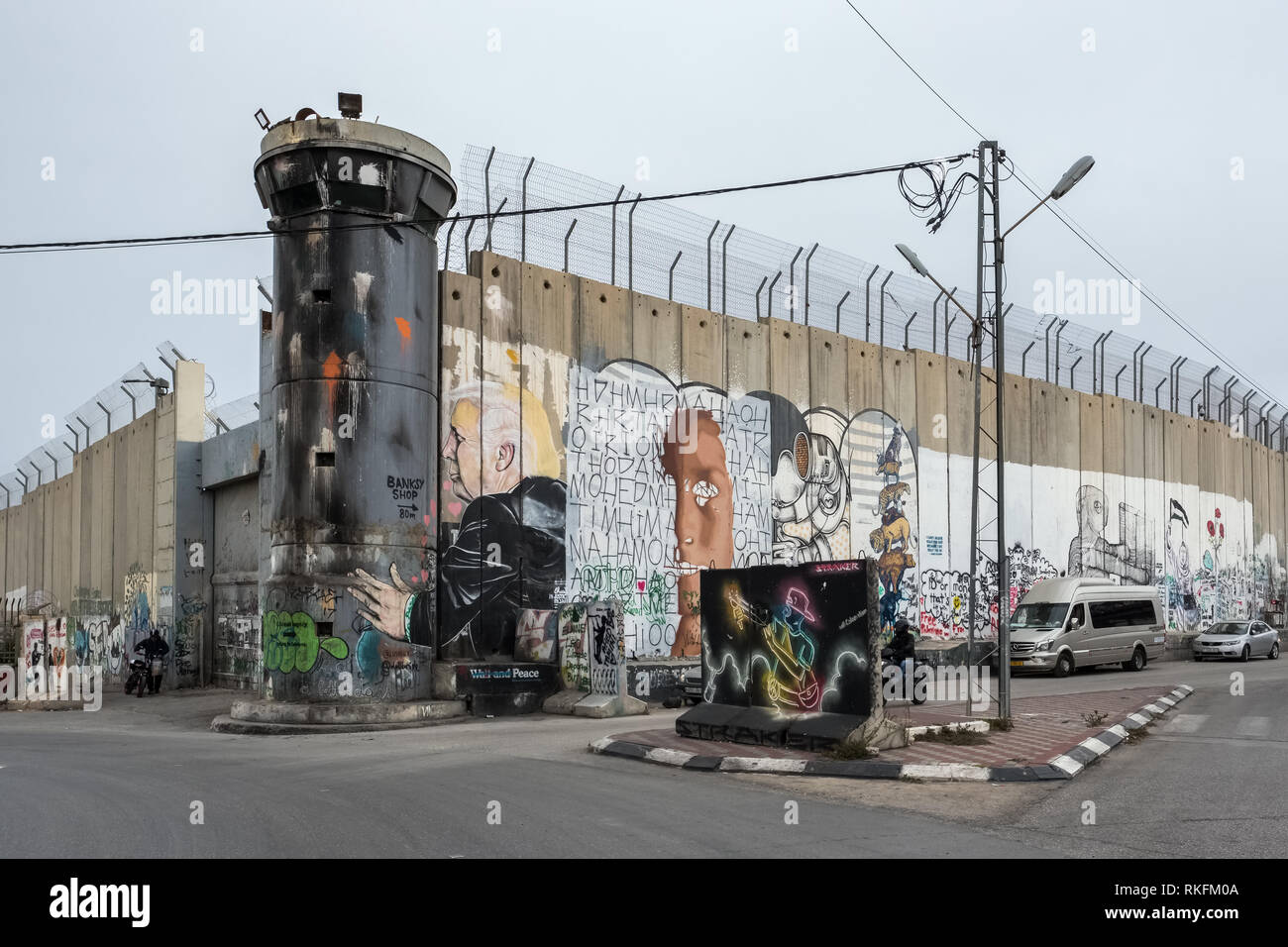 Bethléem, Israël -Novembre 22, 2018 : mur de séparation entre Israël et la Cisjordanie Banque D'Images