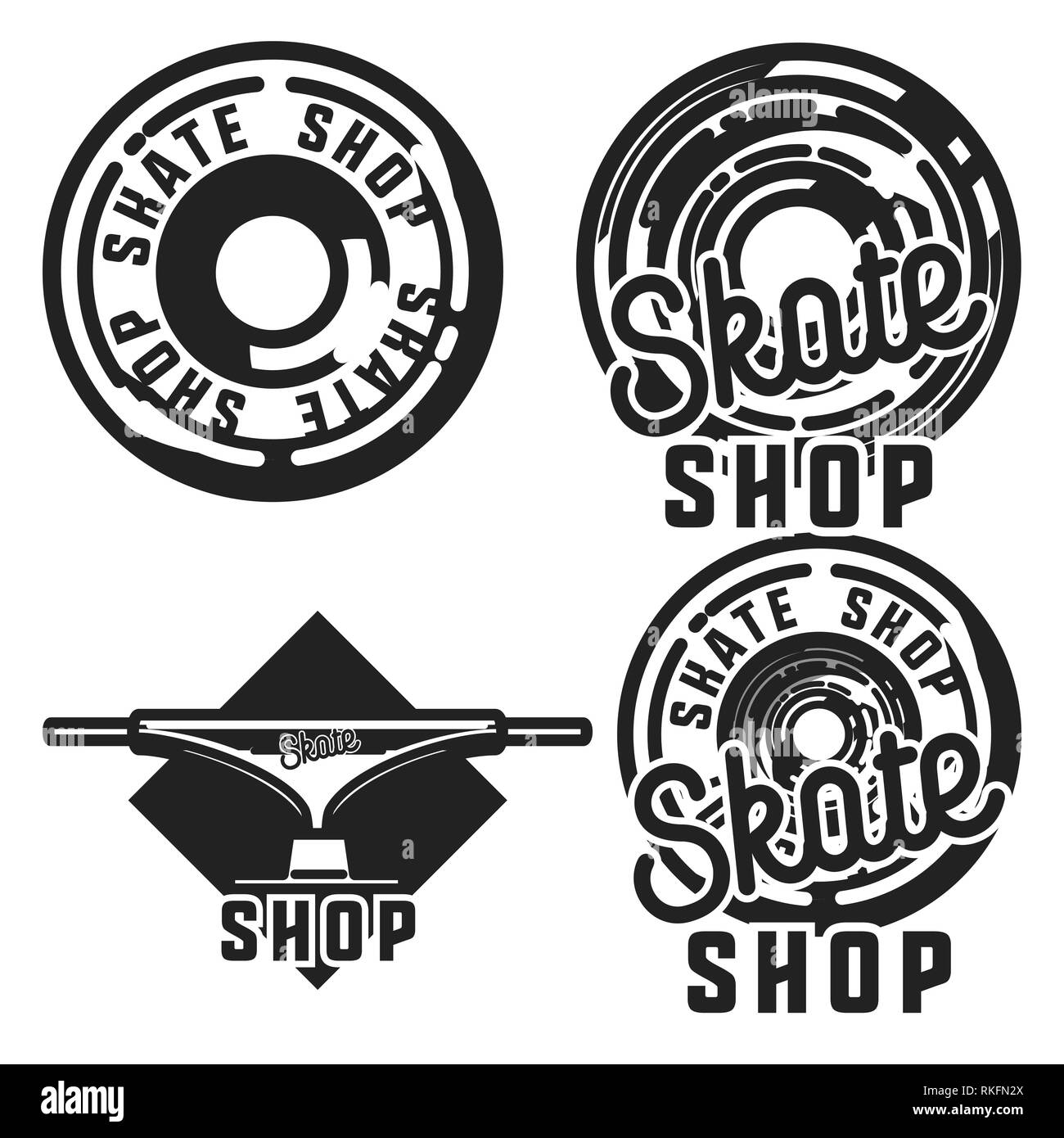 Vintage skate shop emblèmes, étiquettes, d'écussons et d'éléments de  conception Image Vectorielle Stock - Alamy