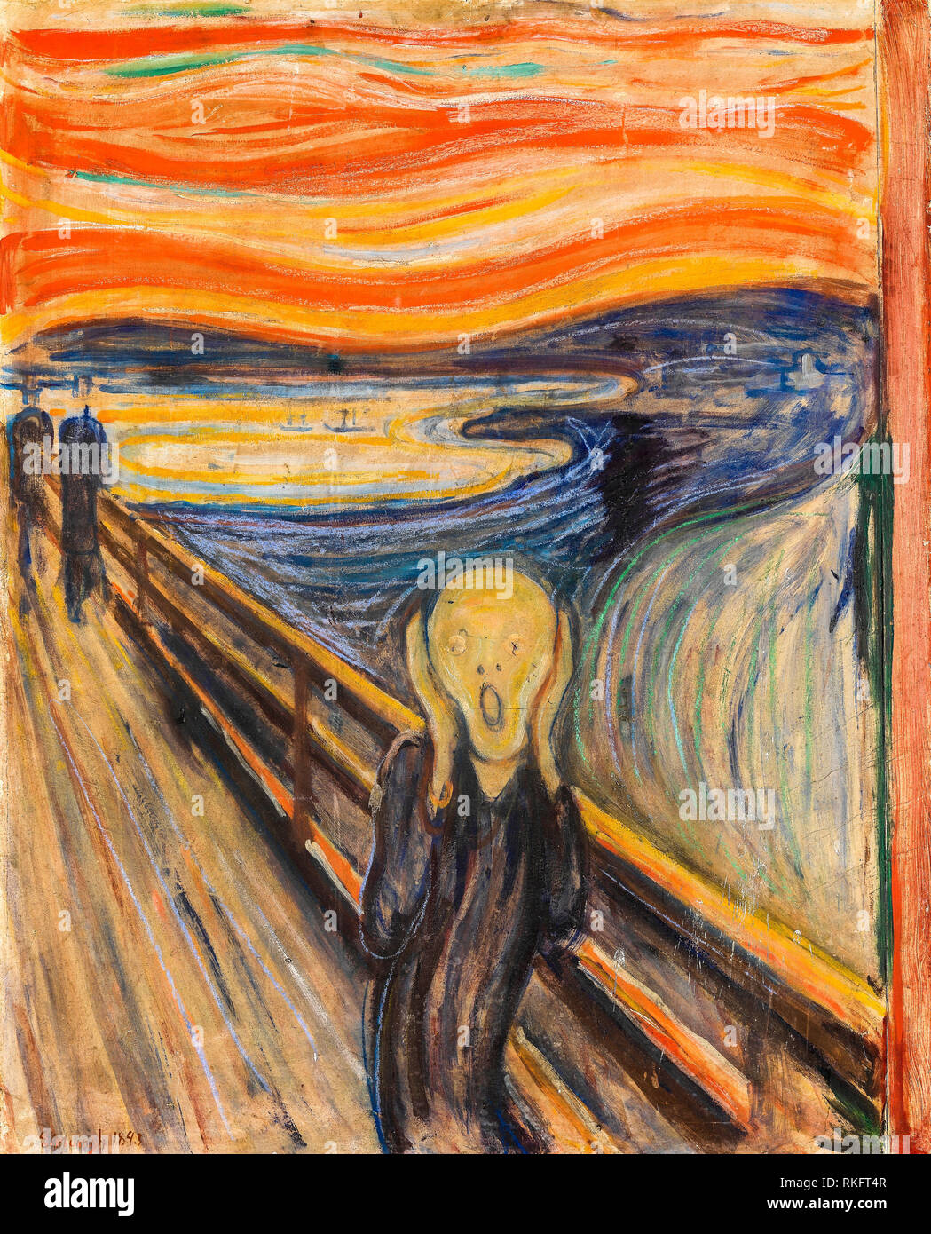 The Scream, Edvard Munch, tableau de médias mixtes, 1893 Banque D'Images