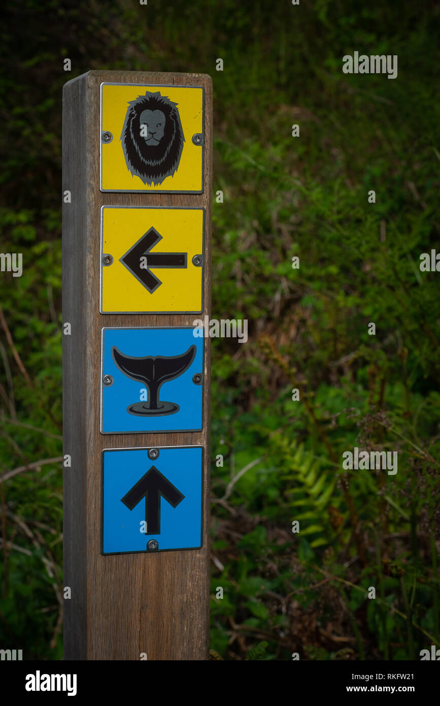 Directions sur un chemin menant aux animaux Banque D'Images