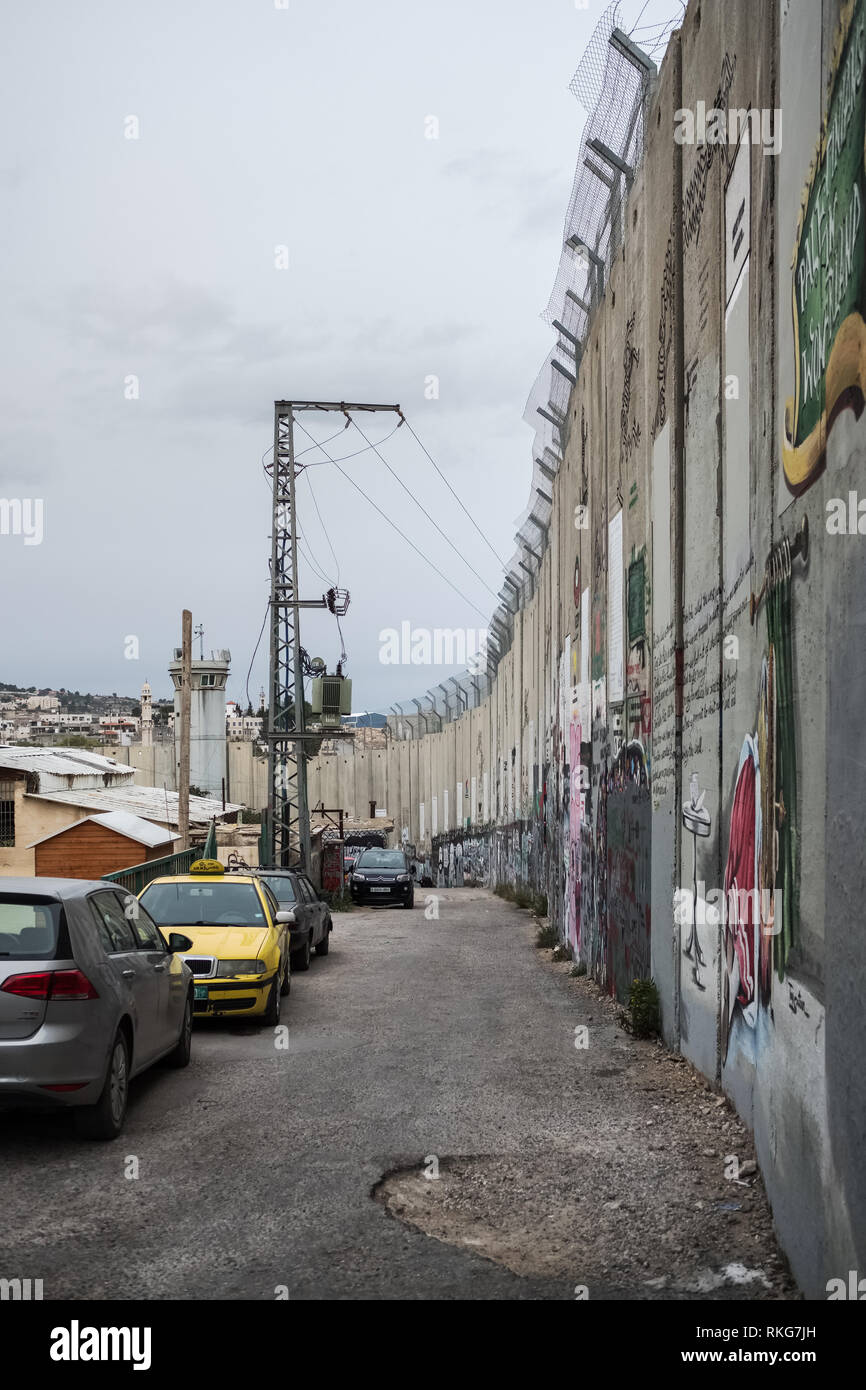 Bethléem, Israël -Novembre 22, 2018 : mur de séparation entre Israël et la Cisjordanie Banque D'Images